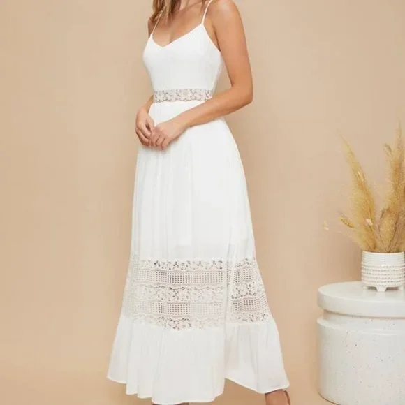 Lace Insert Ruffle Hem Slip Dress - Picture 5 of 15